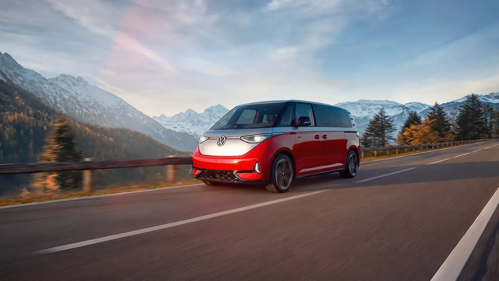 Volkswagen ID. Buzz sur une route de montagne